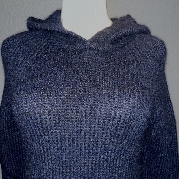 SEAFARER Made in Italy Alpaca Wool Blend Hooded Navy Long Sleeve Sweater EUC -S - Picture 2 of 8